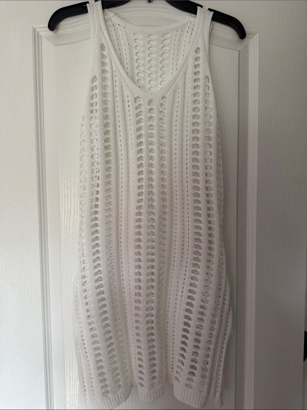 White Crochet Knit Swim Coverup Dress